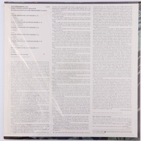 Mozart / Jean-Pierre Rampal - Six Sonatas For Flute & Harpsichord 12" LP Record - Picture 2 of 12